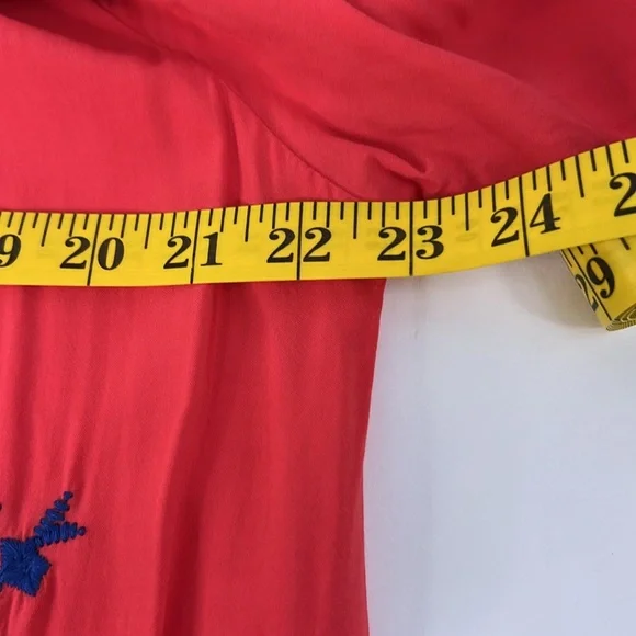 Velzera Coral Red and Blue Embroidered Floral Tunic Sz XXL - Picture 10 of 10
